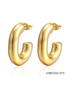 Minimalist solid color stainless steel plated earring-Gold Color-21