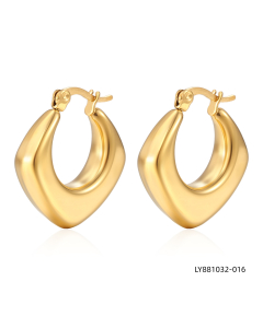 Minimalist solid color stainless steel plated earring-Gold Color-22