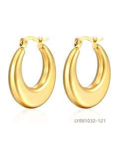 Minimalist solid color stainless steel plated earring-Gold Color-24