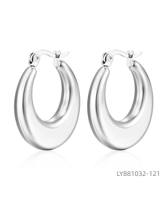 Minimalist solid color stainless steel plated earring-Steel Color-24