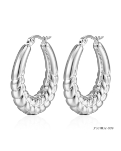 Minimalist solid color stainless steel plated earring-Steel Color-16