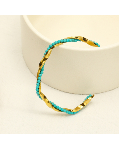 Hot Sale Plated 18K Gold Mobius Beaded Women's Stainless Steel Bracelet 