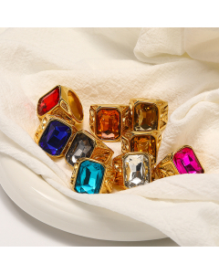 Wholesale Fine Jewelry Retro Personality Hip Hop Creative Cool Multi-color Gems Stainless Steel Ring