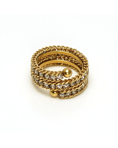Wholesale Stainless Steel Ring Fashion Personality 18K Multi-layer Opening Adjustable Ring Inlaid With Crystal 