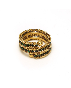 Personality 18K Multi-layer Opening Adjustable Stainless Steel Ring Inlaid With Crystal 