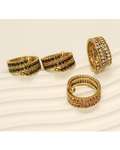 Wholesale Stainless Steel Ring Fashion Personality Multi-layer Opening Adjustable Ring Inlaid With Crystal