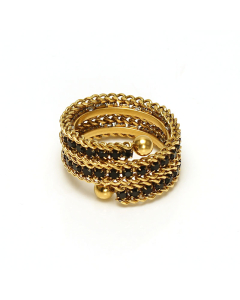 18K Multi-layer Opening Adjustable Stainless Steel Ring Inlaid With Crystal 