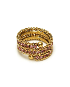 Fashion Personality 18K Multi-layer Opening Adjustable Stainless Steel Ring Inlaid With Crystal 