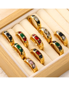 Wholesale Stainless Steel Fashion Niche Design Personality Light Luxury Exquisite Multi-zircon Ring