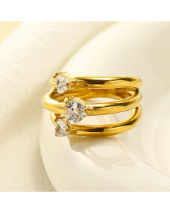 White Multilayer Heart Shaped Zirconium Inlaid Stainless Steel Ring Wholesale