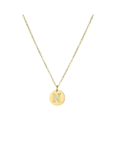 Fashion Diamond Clavicle Chain Letter Pendant Titanium Steel Necklace-N