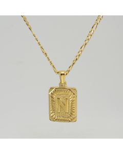 N Hip Hop Style Initial Letter With Curby Chain Necklace CA7810225