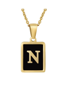N Initial Letter Necklace Inlaid With Black Shell CA7810215