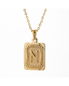 N Square Charms With Initial Letter And Link Chain Necklace CA7810199