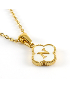 N Stainless Steel Four Clover Necklace With White Shell Charms CA7810222