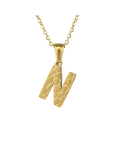 N Stainless Steel Necklace With Initial Letter Harsh lines Pendant CA7810212