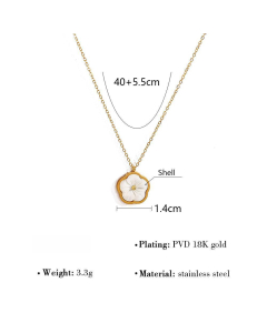 French Style Plated 18K Gold Natural Fritillaria Flowers Pendant Necklace