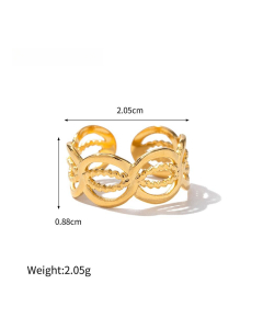 Simple Style 18K Gold Plated Stainless Steel Natural Malachite Ring Female 