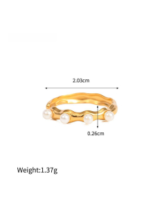Classic Style 18K Gold Plated Stainless Steel Natural Malachite Ring Female 