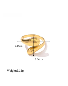 French Style 18K Gold Plated Stainless Steel Natural Malachite Ring Female 