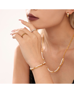 French Style Natural Stone Handmade Beaded Clavicle Necklace Bracelet Stainless Steel Fine Jewelry Set