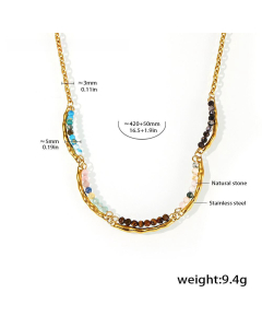 Natural Stone Handmade Beaded Necklace Bracelet Wholesale Stainless Steel Fine Jewelry Sets-Necklace-01