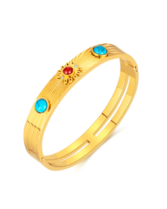Wholesale Stainless Steel Bangle Popular Retro Natural Stone High-grade Titanium Steel Bracelet