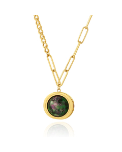 Wholesale 18K Gold-plated Necklace French Retro INS Style Natural Stone  Stainless Steel Necklace
