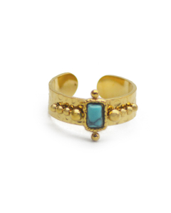 Retro Fashion Natural Stone Shells Inlaid Opening Stainless Steel Ring