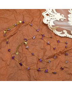 Wholesale Stainless Steel Fine Jewelry Set Fashion Sweet Natural Stone Handmade Chain Necklace Bracelet Set