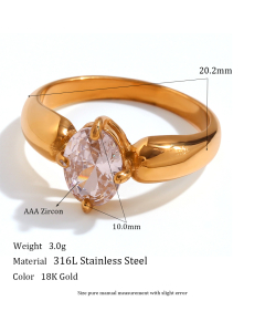 Stainless Steel Gold Plated Ring Fine Colorza Jewelry