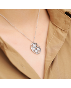 Round Poker Pendant Stainless Steel Necklace - Silver Color