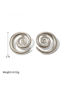 Trendy Temperament Net Red Spiral Design With Drill 18K Gold Stainless Steel Earrings
