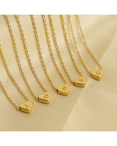 New Design Initial Letter 3D Hard Heart Necklace CA7810207