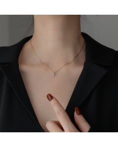 New Single Diamond Pendant Stainless Steel Necklace CA7810235