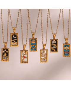 New Tarot Stainless Steel Necklace Enamel Necklace Gold Color