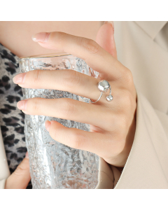 2023 Fashion New Trend Titanium Steel Gold Plated Ball Finger Ring