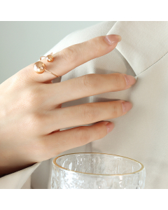 New Trend Titanium Steel Gold Plated Ball Finger Ring Wholesale