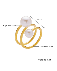 Wholesale Stainless Steel Ring Minimalism INS Style Niche 18K Gold Plated Pearl Ring Fine Jewelry