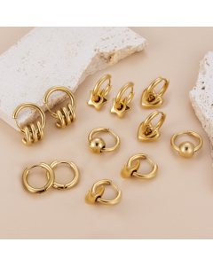 Wholesale Niche Simple Smooth Titanium Steel Earrings Light Luxury Love Star Moon Ball Gold Plated Stainless Steel Earrings