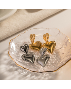 Wholesale Stainless Steel Love Pendant Earrings Minimalism Non-fading Gold And Silver Color Layer Titanium Steel Pair Earrings
