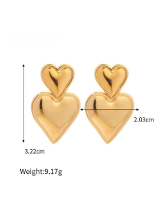 Gold Color Love Pendant Stainless Steel Earrings