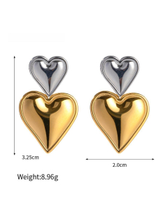 Minimalism Non-fading Gold And Silver Color Layer Titanium Steel Pair Earrings