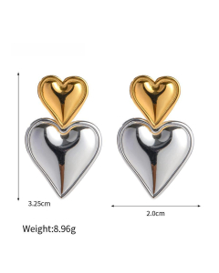 Non-fading Gold And Silver Color Layer Titanium Steel Pair Earrings