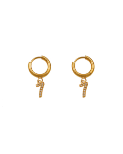 Personality Popular Diamond-studded Number 7 Stainless Steel Earrings 