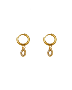 Personality Popular Diamond-studded Number 0 Stainless Steel Earrings 