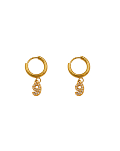 Personality Popular Diamond-studded Number 9 Stainless Steel Earrings 