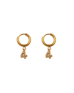 Personality Popular Diamond-studded Number 4 Stainless Steel Earrings 