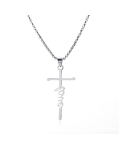 New Letter Cross Pendant Necklace Stainless Steel