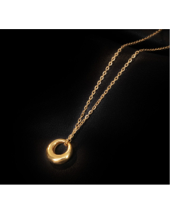New Style Gold Plated Circle Pendant Titanium Steel Necklace